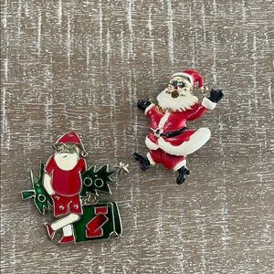 Set of Vintage Holiday Christmas Santa Claus Brooch Pins
